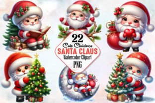 Cute Christmas Santa Claus Clipart, PNG Illustration Illustrations Imprimables Par RobertsArt 1