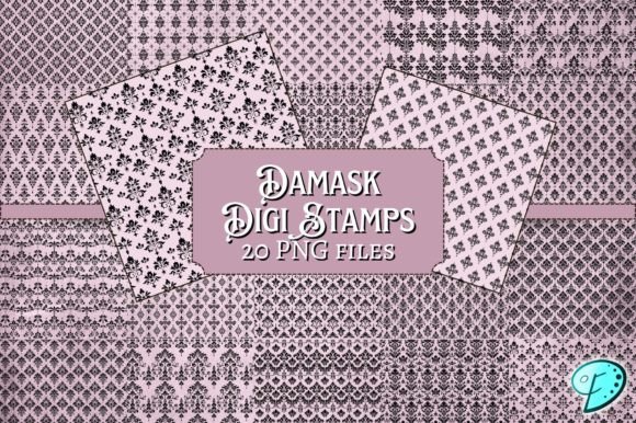Damask Digi Stamps Bundle Seamless Graphic Objects By Emily Designs