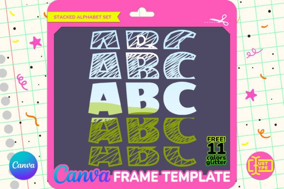 Doodle Stacked Alphabet Canva Frame Graphic Graphic Templates By JUSTTYPE