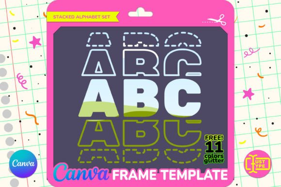 Draft Stacked Alphabet Canva Frame Graphic Graphic Templates By JUSTTYPE
