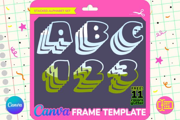 Drawing Stacked Alphabet Canva Frame Graphic Graphic Templates By JUSTTYPE