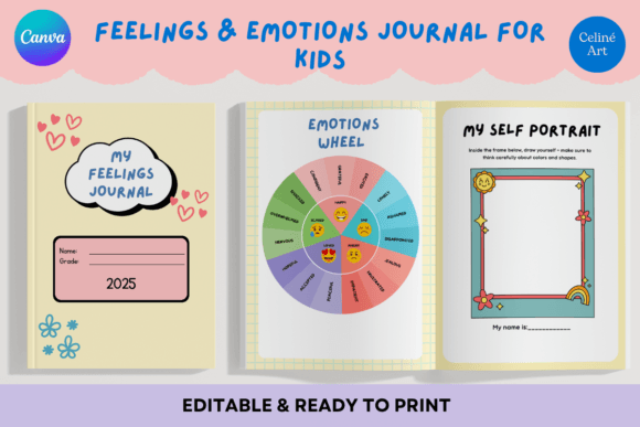 FEELINGS JOURNAL for KIDS CANVA TEMPLATE Graphic KDP Interiors By Celine Art