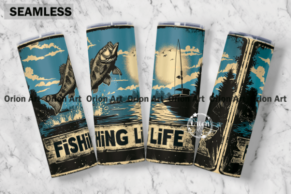 Fishing Life Tumbler Wrap PNG Graphic Tumbler Wraps By Orion Art
