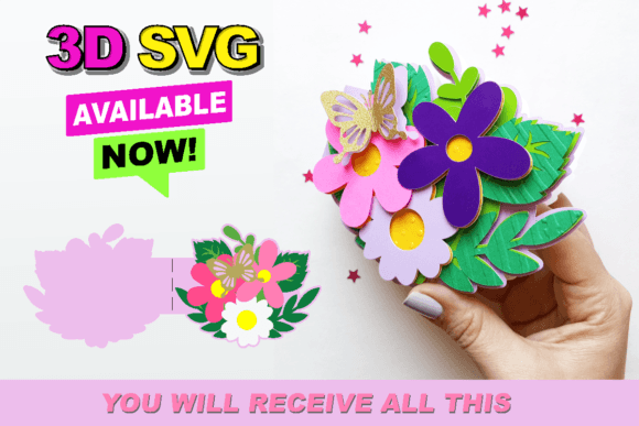Flowers Card 3D SVG Graphic 3D SVG By Claudia Atencio