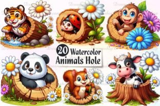 Funny Animals Hole Sublimation Clipart Graphic Illustrations By Dreamshop 1