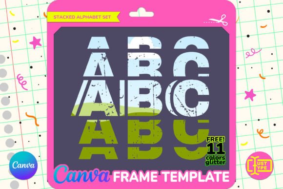 Grunge Stacked Alphabet Canva Frame Graphic Graphic Templates By JUSTTYPE