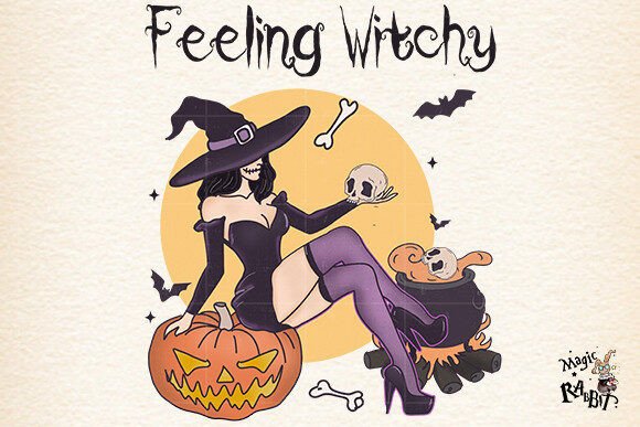 Halloween Witch PNG Sublimation Gráfico Ilustraciones Imprimibles Por Magic Rabbit