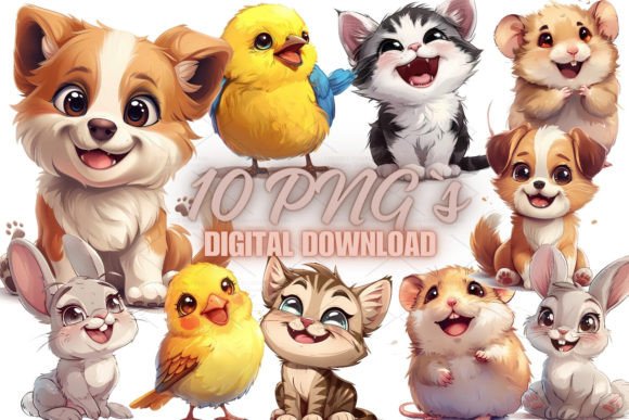 Household Pets Clipart, PNG 6S-11 Illustration Illustrations Imprimables Par SWcreativeWhispers