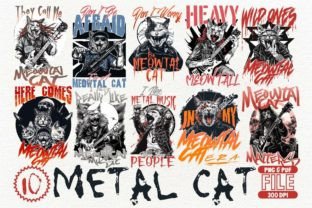 Metal Cat T-shirt Design Bundle Graphic T-shirt Designs By Universtock 1