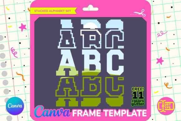 Pixel Stacked Alphabet Canva Frame Graphic Graphic Templates By JUSTTYPE