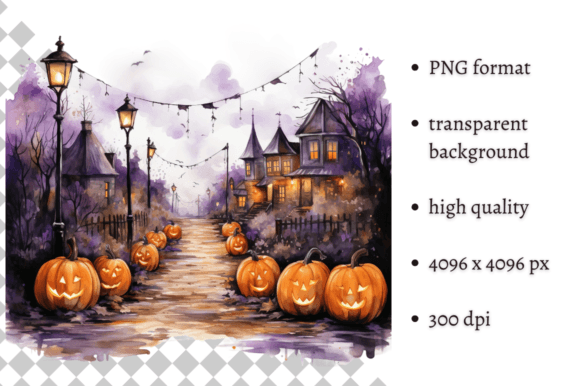 Purple Halloween Town PNG Clipart Graphic Illustrations By MashMashStickers