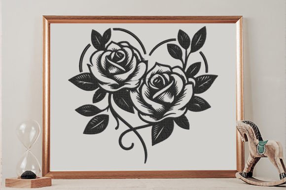 Rose Black Floral Flores y Plantas Diseño de Bordado Por wick john