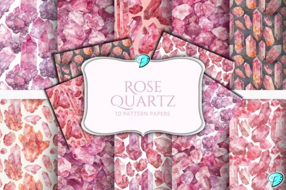 Rose Quartz Digital Pattern Papers Illustration Modèles de Papier Par Emily Designs