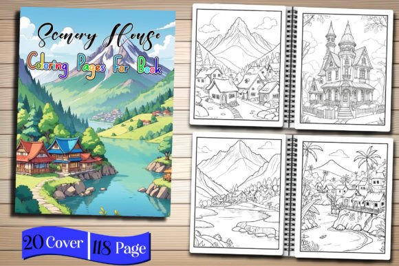 Scenery House Coloring Books Graphic Coloring Pages & Books By Vintage