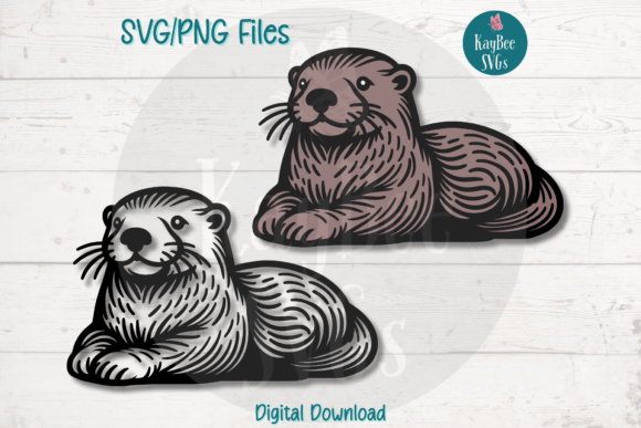 Sea Otter Illustration Illustrations Imprimables Par kaybeesvgs