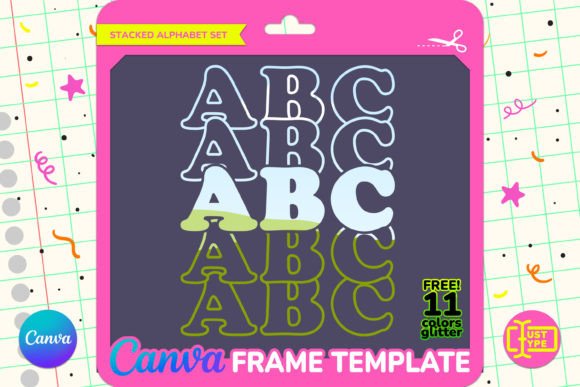 Seventies Stacked Alphabet Canva Frame Graphic Graphic Templates By JUSTTYPE