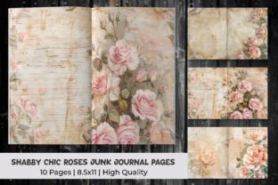 Shabby Chic Roses Junk Journal Pages Graphic Backgrounds By mirazooze 1