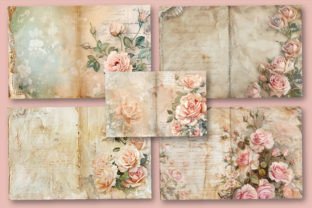 Shabby Chic Roses Junk Journal Pages Graphic Backgrounds By mirazooze 3