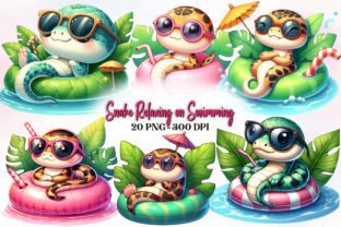 Snake Relaxing on Swimming Float Graphic Illustrations By RevolutionCraft 1
