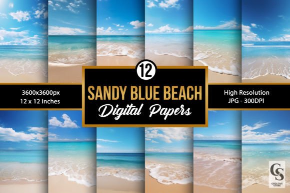 Summer Sandy Blue Beach Backgrounds Graphic Backgrounds By Creative Store