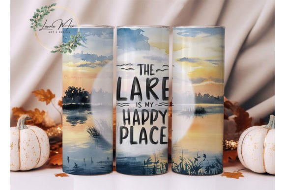 The Lake is My Happy Place Tumbler Wrap Graphic Tumbler Wraps By lauriemar67cx