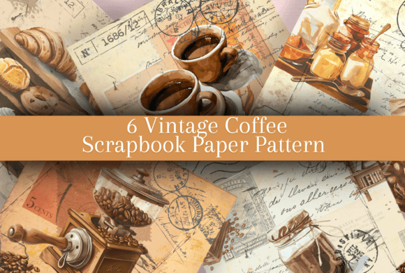 Vintage Coffee Scrapbook Paper Graphic Patterns By Nelly imy