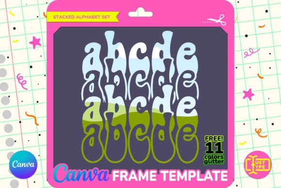 Wavy Disco Stacked Canva Frame Template Graphic Graphic Templates By JUSTTYPE