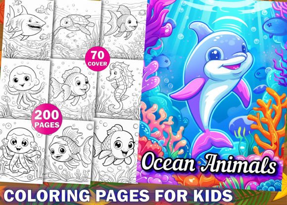 200 Ocean Animal Coloring Pages for Kids Graphic Coloring Pages & Books Kids By KDP PRO DESIGN