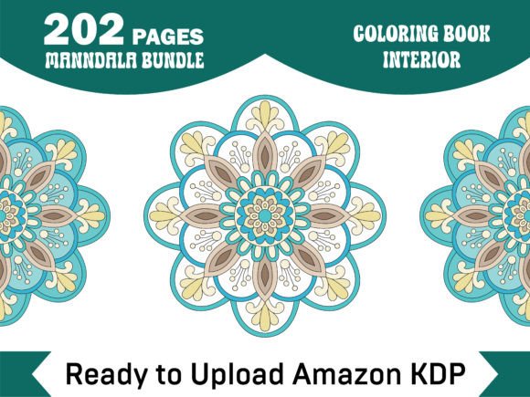 202 Pages Relaxing Mandala for KDP Graphic Coloring Pages & Books Adults By DesignConcept