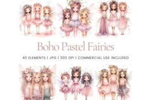 Boho Pastel Fairies Clipart Graphic AI Graphics By Ikota Design 1