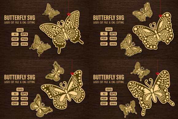 Butterfly Laser and CNC Cutting File SVG Graphic 3D SVG By VOLT_DESIGN