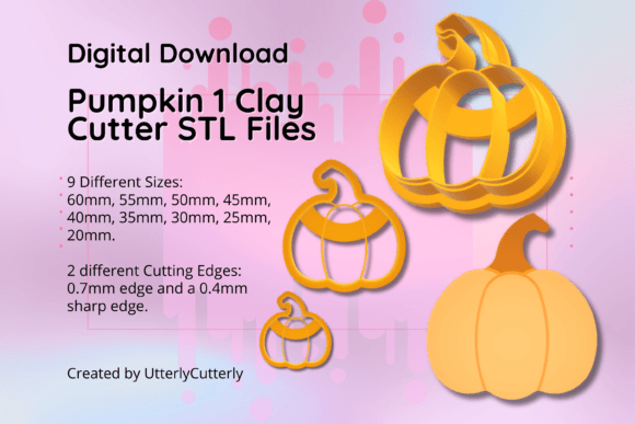 Clay Cutter STL File Pumpkin- Halloween Graphic 3D Print STL By UtterlyCutterly