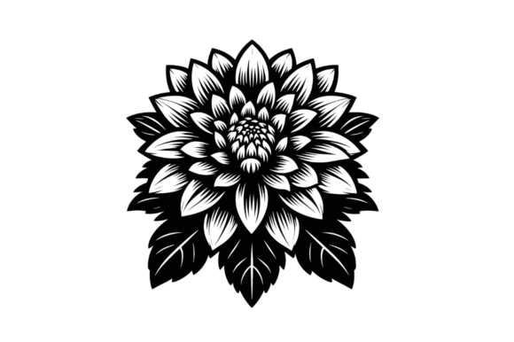 Dahlia SVG Cut File, Floral Design PNG Gráfico Ilustrações para Impressão Por Artful Assetsy
