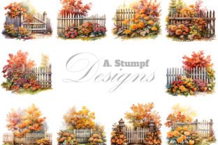 Garden Fence in Autumn Clipart Bundle Graphic Illustrations By Andreas Stumpf Designs 1