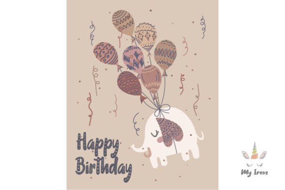 Happy Birthday with Balloons 7 Afbeelding Afdrukbare Illustraties Door irinabarykina.voz1