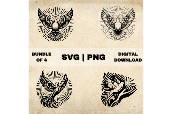 Holy Spirit SVG Bundle, Peace Dove Gráfico Manualidades Por Younique Aartwork
