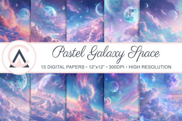 Pastel Galaxy Space Background Papers Illustration Fonds d'Écran Par ArtCursor