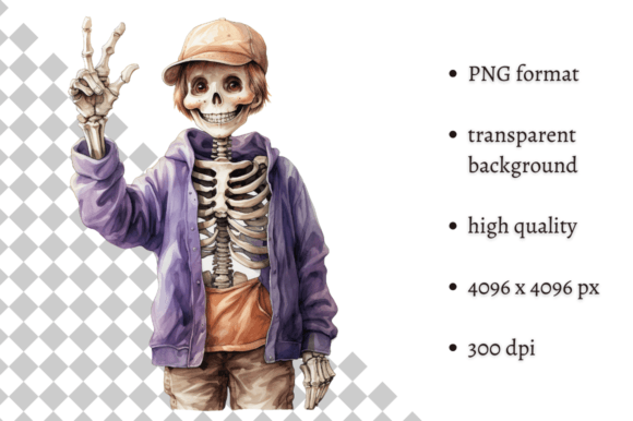 Purple Halloween Skeleton Clipart Graphic Illustrations By MashMashStickers