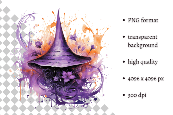 Purple Halloween Witch's Hat PNG Clipart Gráfico Ilustraciones Imprimibles Por MashMashStickers