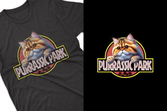 Purrassic Park Persian Cat PNG Grafik T-shirt Designs Von ORDCreative