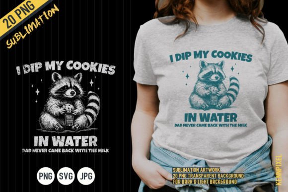 Raccoon Dip Cookie in Water Shirt SVG Graphic T-shirt Designs By kennpixel