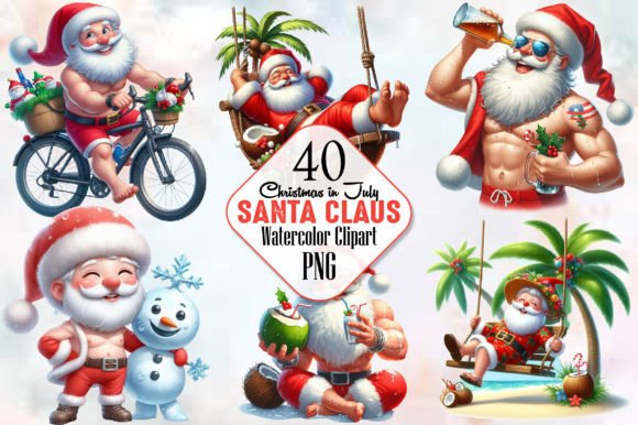 Santa Claus Christmas in July Bundle Graphic Illustrations By RobertsArt