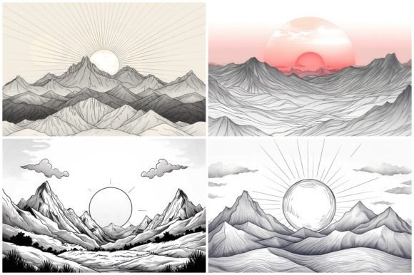 Sunrise over Mountains Graphic AI Illustrations By Background Graphics illustration