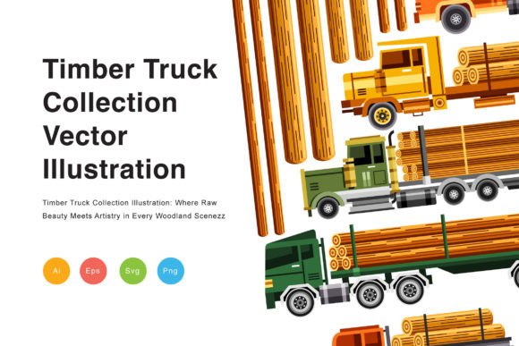 Timber Truck Collection Illustration Illustration Illustrations Imprimables Par Ian Mikraz