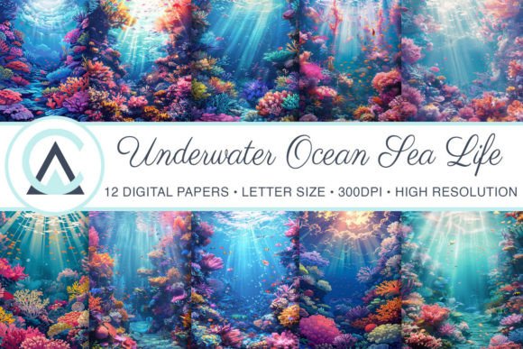 Underwater Ocean Sea Life Digital Papers Grafik Hintegründe Von ArtCursor