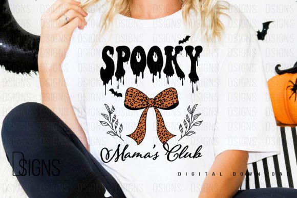 Vintage Halloween Spooky Mama Coquette Graphic T-shirt Designs By DSIGNS