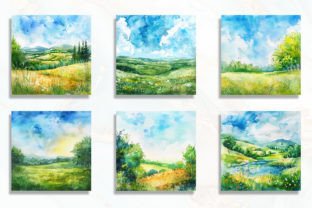 Watercolor Summer Landscape Backgrounds Illustration Fonds d'Écran Par ArtCursor 4