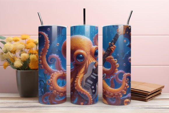 3D Musician Octopus 20Oz Tumbler Graphic Illustrations By Vertex