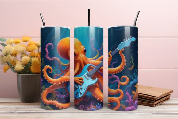 3D Musician Octopus 20Oz Tumbler Graphic Illustrations By Vertex