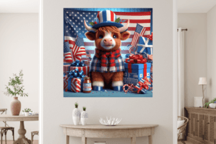 4th of July Highland Cow Digital Paper Graphic Backgrounds By Craft Fair 4